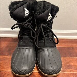 Mishansha Black and Gray Fur-Lined Boots